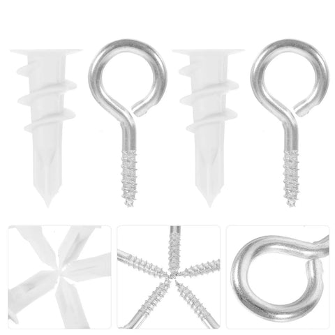 Heavy Duty Self-Drilling Drywall Anchors Kit With Eye Hooks And Screws For Gypsum And Plasterboard Walls, Ultra Strong Wall Hangers
