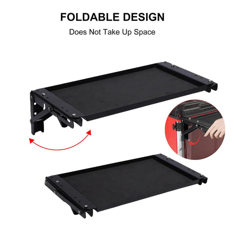 Foldable Magnetic Tool Tray With Folding Work Platform And Rubber Coated Surface Aluminum Alloy Frame No Drilling Required Portable Tool Organizer