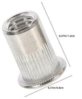 Close-up of threaded insert from Stainless Steel Pro Grade Rivet Nut Kit 70 Pack Flat Head Threaded Inserts For Machinery.