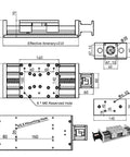 Technical drawing of Heavy Duty Aluminum Ball Screw Slide Table With 80 Kg Load Rating And 0.03 Mm Precision dimensions and features.