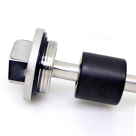 Rock Solid 300 mm Fuel Level Sender Sensor With 0-190 Ohm Signal 316 Stainless Steel close-up showing twist connector and rubber seal.