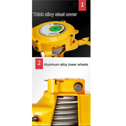 Beefy Adjustable Tool Balancer With Spring Tension And Telescoping Arm For Load Holding 120 To 140 Kg, Keeps Tools On Lockdown On Assembly Lines, Multifunctional Clamp Holder For Pro Grade Use, yellow alloy steel cover
