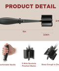 Five Blade Premium Stainless Steel Meat Chopper And Hamburger Press Tool For Fast Ground Beef Crumbling Chicken And Pork Preparation, showing 11in length with 5 beveled blades.