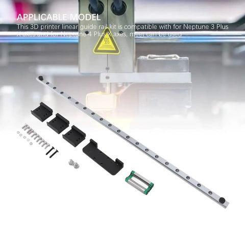 Mgn12 Linear Rail Kit For Neptune 3 Plus And 4 Plus 3D Printers High Carbon Cr Steel Upgrade Mod includes rail and installation parts.