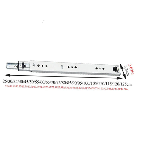 Pro Grade Heavy Duty Drawer Slides Built Tough Like A Tank Rolling Smooth As Butter With Reliable Self Locking Design For Kitchen Drawers Or Shop Storage At Sixty Centimeters Long, showing dimensions and specifications.