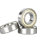 Three heavy duty deep groove chrome steel ball bearings with double sealed housing for precision performance.