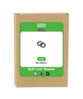 M3 Split Lock Washers 300 Pack Heavy Duty Carbon Steel Black Oxide Finish For Screws Bolts Machinery displayed in a box.