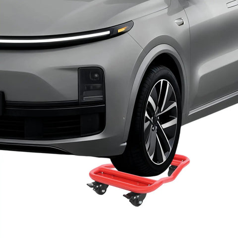 Badass Heavy Duty Vehicle Tire Dollies 6000 Lbs Capacity Set Of 4 Tough As Nails Car Movers With Parking Brakes For Trucks ATVs And Lawn Mowers Durable Steel Garage Gear In Red under truck tire.