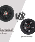 Comparison of 55 Mm Luggage Wheels Replacement Kit featuring precision ball bearings and plastic bearings for smoother movement.