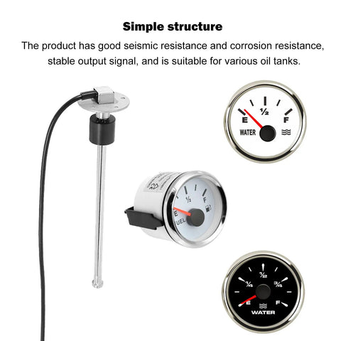 Heavy Duty Marine Fuel Sending Unit 16 Inch Stainless Steel Gas Tank Level Sender 240 To 33 Ohm Fuel Water Tank Sensor with gauges