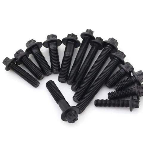 Kickass Heavy Duty Flanged Head Torx Bolts M5 M6 Hexagon Grade 12.9 Black Zinc Fastener Kit with various sizes.