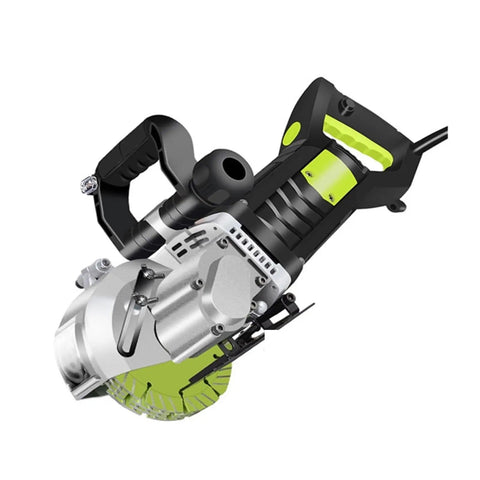 Badass Heavy Duty Electric Slotting Machine And Groove Cutter With Dustproof Brushless Motor Delivers Rock Solid 8980W Power For Precision Concrete Wall Cutting Includes Five Sharp Blades close-up view of cutting machine with sharp blade