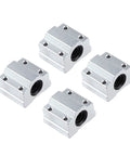 4 Pack Linear Motion Bearing Slides for CNC Parts and 3D Printer Upgrades, 8mm to 25mm Length, Compatible With SCS8UU to SCS25UU, Precision Machine Tools, Durable, High Precision Motion for DIY Builds; four silver bearing blocks