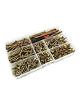 340 Piece M4 Flat Head Wood Screws Kit With Drill Bit For DIY Projects, Countersunk Self Tapping Fasteners in a transparent box