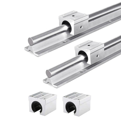 Heavy Duty Linear Rail SBR16 Plus Ball Screw SFU1605 Full 300MM Kit with two rods and four bearing blocks for CNC use.