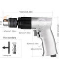 Beast 3/8 Inch Pistol Grip Pneumatic Drill with 1/4 NPT Connection and 1800 RPM Speed for Iron Plates and Floors close-up image.