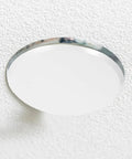 Concealed Premium Quality Fire Sprinkler Covers 2 Pack 3.34 Inch Round Ceiling Rings on textured ceiling.