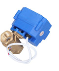 Top Tier Heavy Duty DC12V Brass Electric Ball Valve Shutoff with blue actuator for water treatment control.