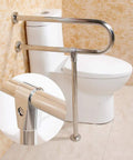 Heavy Duty 304 Stainless Steel Bathroom Handrail Tough As Nails Grab Bar For Wheelchair Accessibility Non Slip Shower Support Railing installed near a toilet.