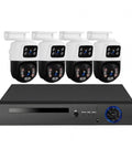 8CH POE Security Camera Surveillance NVR Kit With 6MP HD Dual Lens Outdoor IP Cameras Featuring Smart Human Detection complete set including four cameras.
