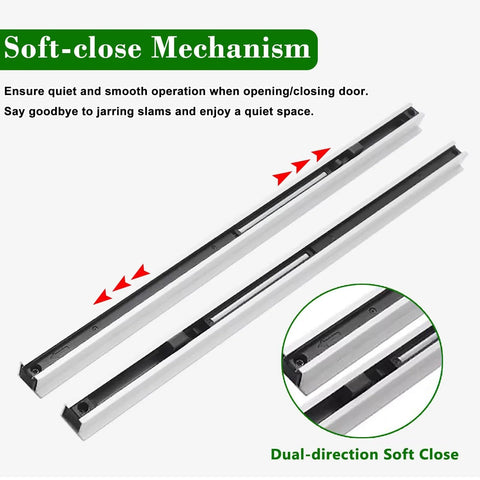 Hidden Sliding Mirrored Barn Door Hardware Kit With Soft Close Floor Guide Trackless Rail System for 24 to 48 Inch Doors