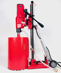 Straight Shooting Heavy Duty Workhorse Diamond Coring Drill With Tilting Rolling Base And Killer 12 Piece Wet Core Bit Set Pro Concrete Cutting Setup 110 Volt Dual Speed 2600 Watt Motor Crushes 12 Inch Cuts