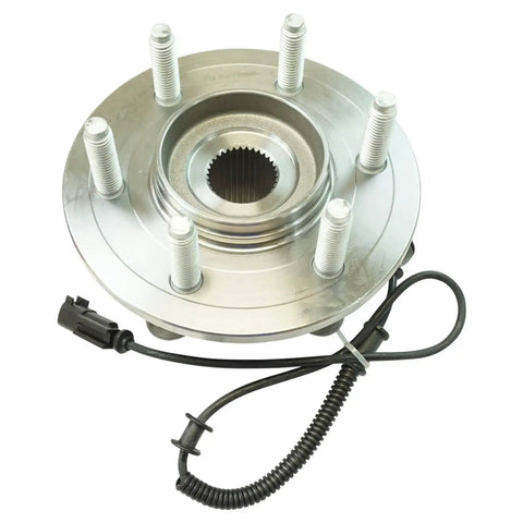 Premium Garage Grade Front And Rear Wheel Bearing Hub Assembly Complete Drop In Replacement Kit For Daily Drivers Road Ready Heavy Duty Suspension Parts, detailed view of front hub with connectors.
