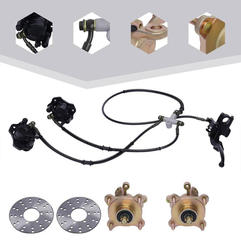 Go Kart ATV Front Wheel Hub Assembly With 4 Studs Steering Knuckle Brake Caliper And Rotor Disk Compatible With 125cc To 250cc Quad Dirt Bike ATV