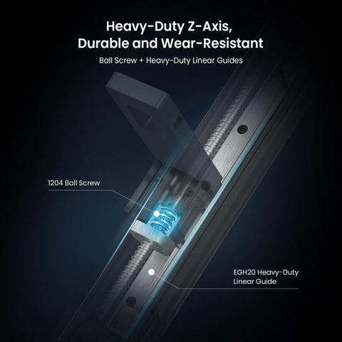 Heavy-duty Z-axis of Straight Up Beast Mode 16K Resin 3D Printer with 1204 ball screw for precise movement.