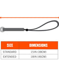 Dimensions chart for Squids 3703 Tool Tail Attachment With Loop End For Secure Tool Attachment Standard Length 15 Lb Lime Pack Of 3