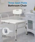 Heavy Duty Bathtub Transfer Bench With Back And Arm Rests, Adjustable Height, Non Slip Feet, Supports 330 Lbs, Bathroom Setup