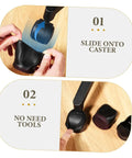 Installation steps: Sliding 25 Pack Salon Chair Caster Cups Wheel Protectors Hella Tough Silicone on caster without tools.