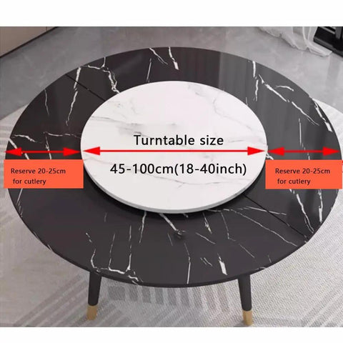 Large Wooden Lazy Susan Plus Heavy Duty Teak Serving Tray With 360 Smooth Glide Kitchen Turntable featuring size dimensions for multi-functional use.