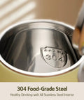 Close-up of Retro 1L Electric Kettle Cordless 800W Fast Boil Double Wall 304 Stainless Steel BPA Free interior