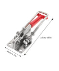 Adjustable Toggle Latch Clamp Heavy Duty Quick Release For Cabinets Toolboxes Storage Boxes And Suitcases Durable Metal Hasp Clamp Replacement Easy Install, metal toggle latch with red handle measuring 12.5cm by 4.5cm