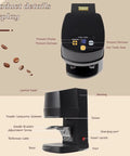 Automatic 58mm Coffee Tamper Machine With Adjustable Espresso Pressure, Zero Sweat Two Second Tamping For Straight Fire Brews, Easy Clean showing control panel and features.
