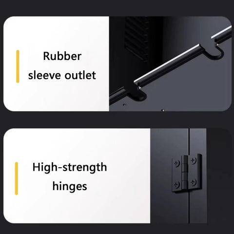 Rubber sleeve outlet and high-strength hinges on Tough As Nails EV Charger Cover Protector for Electric Vehicle Charging Station Box.