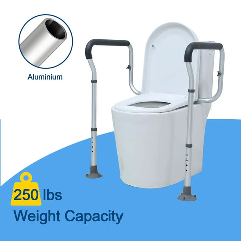 Sturdy As Nails Aluminum Toilet Safety Handle Kick Butt On Slips Protects Your Elders Rust Proof Grab Bar on toilet.