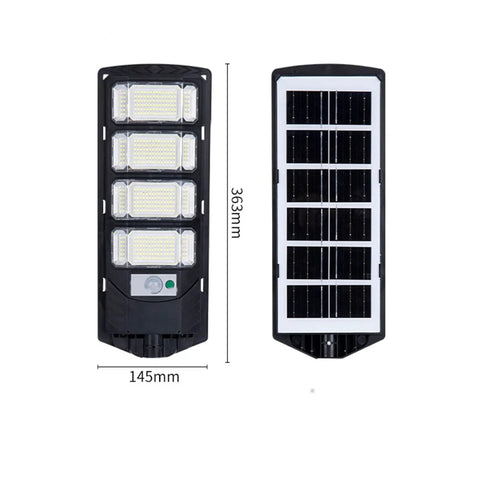 JUDYSSY 400W Super Bright Led Beads Commercial Solar Flood Lights, side view showcasing LED panels and solar cells.