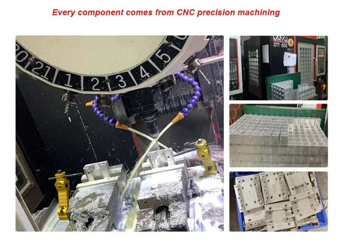 CNC precision machining setup with ball screw spindle components, showcasing aluminum parts for Built Like A Tank Ball Screw Spindle With CNC Linear Guide Aluminum Frame Stepper Motor Lead Screw Actuator Smooth Glide Slide Rail Kit For Pro Automation And Machine Builds.