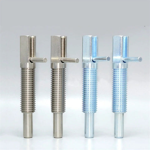 Top Shelf Stainless Steel Indexing Plunger Lever Lock Locating Pin M10 Metric Thread Spring Loaded Safety Pin set of four variants