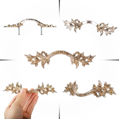 Premium Zinc Alloy Antique Silver Cabinet Pulls for Kitchen Drawers and Cupboards 10 Pack 2.5 Inch Center Spacing detailed view of elegant handles.