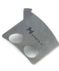 Knife Guard Plate Replacement Set For Sewing Machines Ten Piece Kit Fits Mitsub DY359 PLK2010 2516 3020 GC0303 GC6760B Jack Models H5 H6 6380 6390 2002G, single metal plate with brand engraving, close-up view.