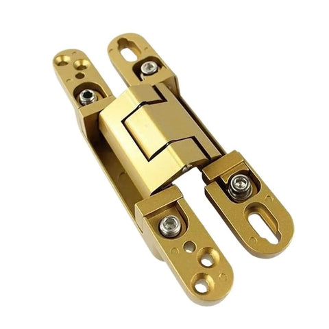 Heavy Duty Dimensional Adjustable Hidden Door Hinges Pair 140mm Knockout Silver Finish close-up view showing durable design and installation points.
