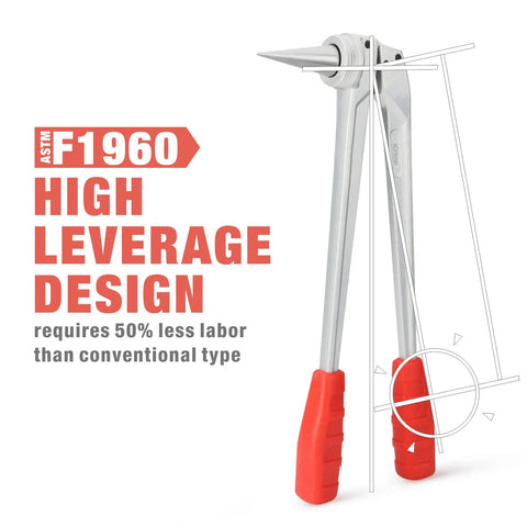 ASTM F1960 PEX A Expansion Tool With high leverage design featuring red rubber grips, shown against a white background.