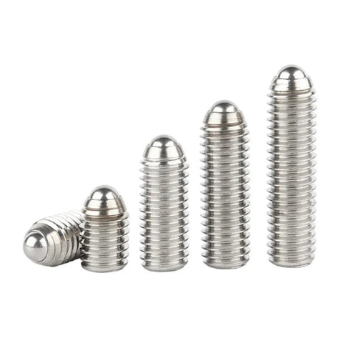 Top Shelf Hex Socket Spring Plunger Set Screw Precision Ball Grub Point Positioning Fastener Grade 12.9 Carbon Steel And 304 Stainless built tough fasteners arranged by size.
