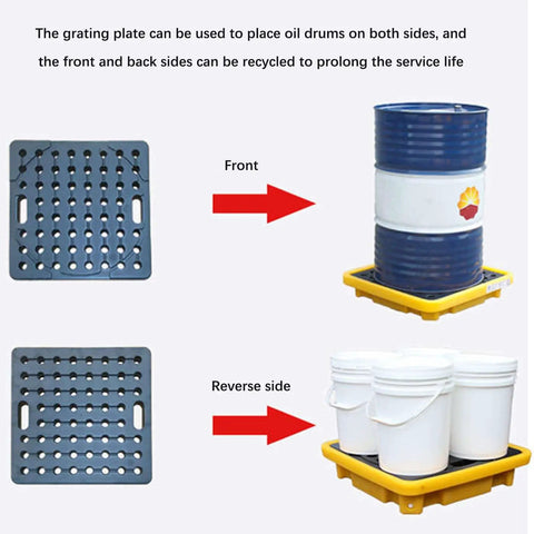 Oil Spill Containment Tray For Garage And Shop, Anti Slip Polyethylene Platform, Modular Leakproof Pallet For Paint Buckets
