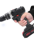 Rock Solid Cordless Drill Driver With 21 Volt Battery And Dual Gear Transmission delivers knockout impact in hand.