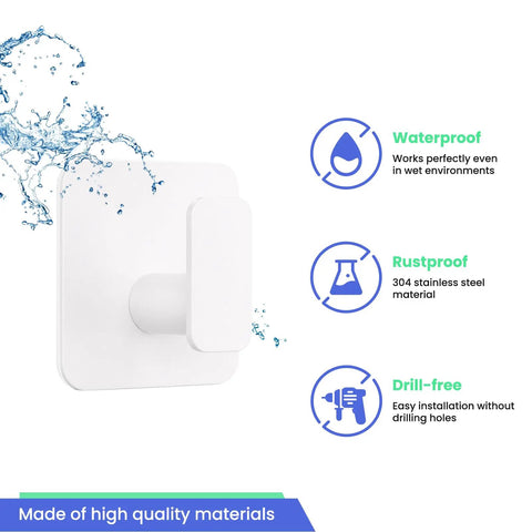Heavy Duty Adhesive Wall Hooks That Hold Like A Champ, Zero Hassle No Sweat Mounting For Showers And Kitchens, Waterproof Rustproof Sticky Wall Hangers With A Grippy Fit, Kickin Performance Set Of Six White, showcasing a waterproof and rustproof design.
