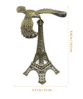Hella Impressive Balancing Eagle Sculpture Desk Flex For Home Office Tabletop Shelf Decor Solid Wooden Base Centerpiece showing eagle atop Eiffel Tower base.